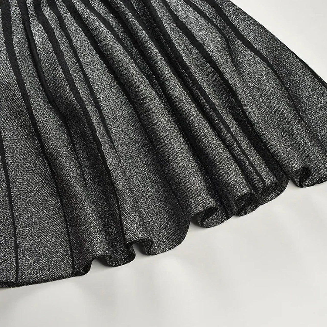 Sparkly Stripes A Line Dress Black