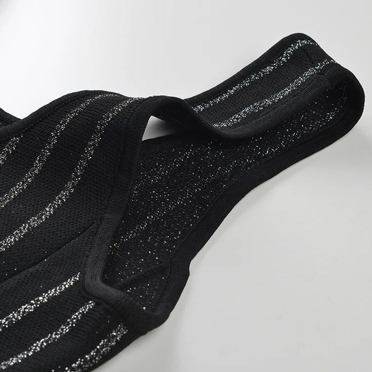 Sparkly Stripes A Line Dress Black