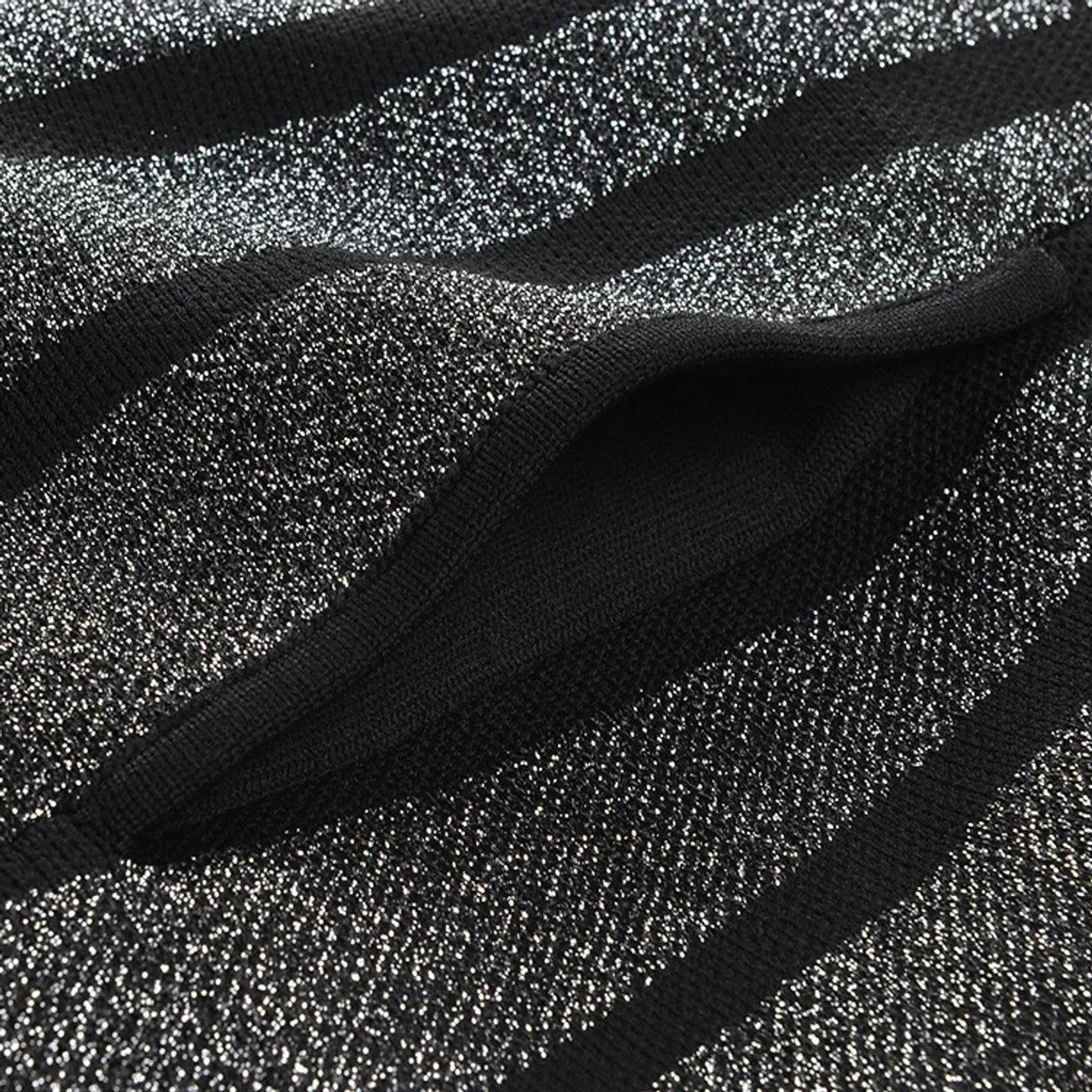 Sparkly Stripes A Line Dress Black