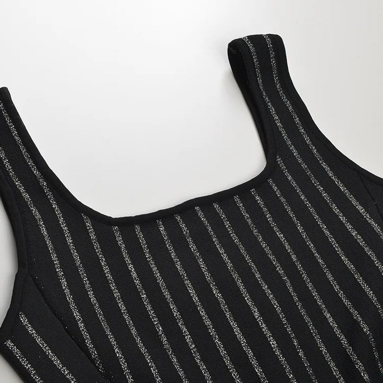 Sparkly Stripes A Line Dress Black