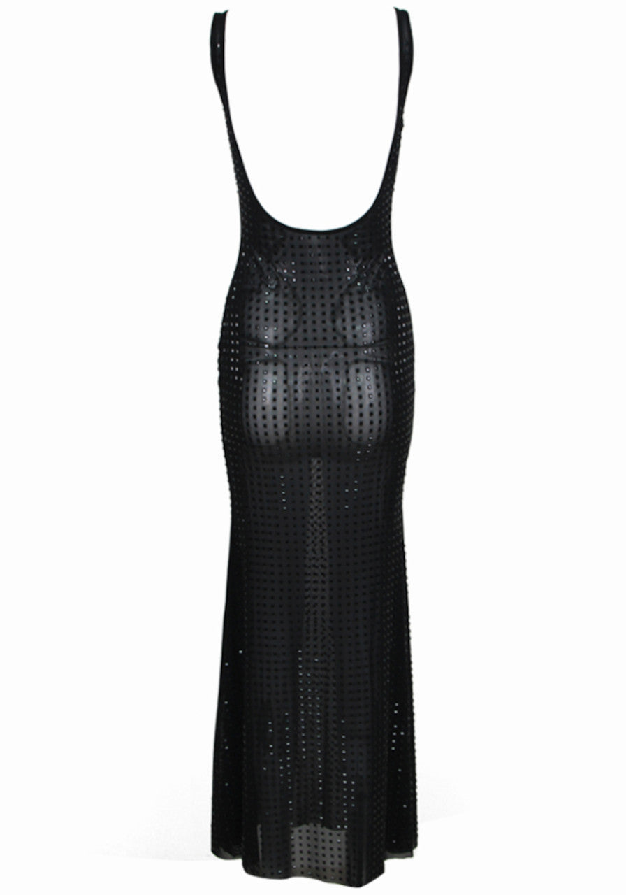 Backless Sparkly Maxi Dress Black