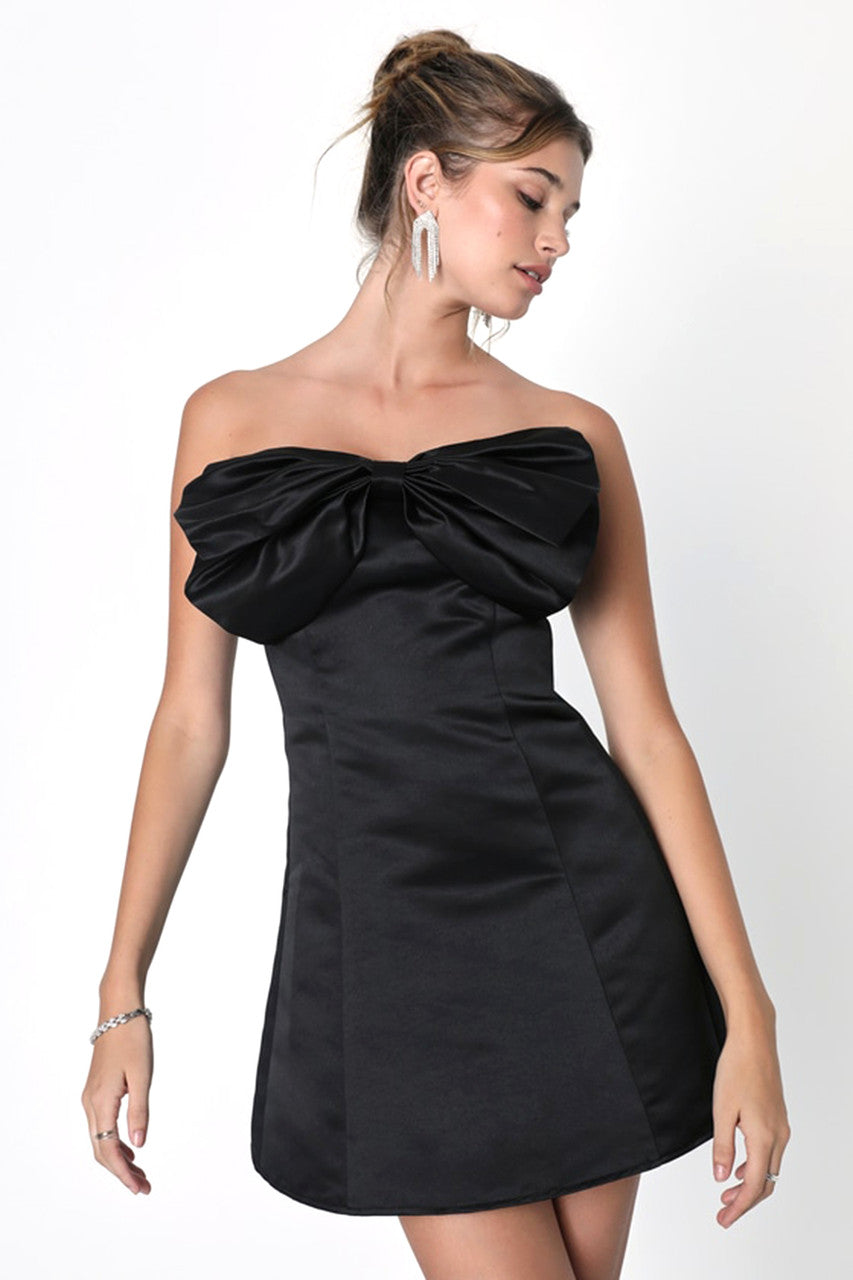 Strapless Bow Detail Dress Black