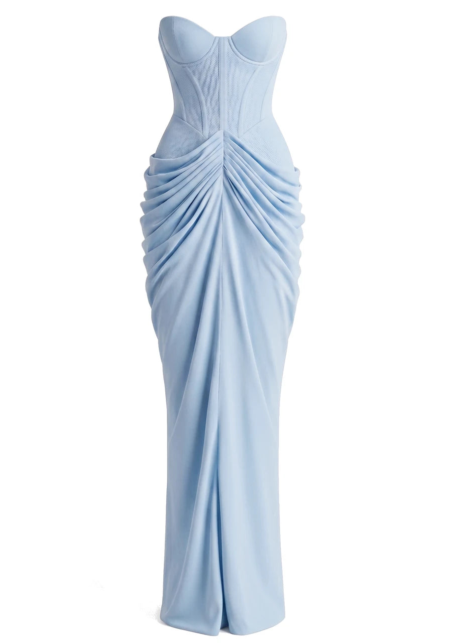 Strapless Bustier Draped Corset Maxi Dress HV3187