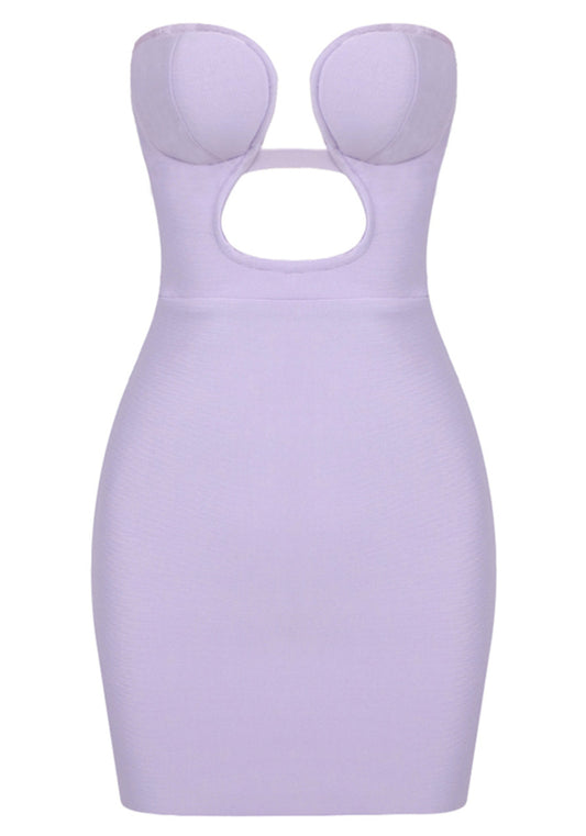 Strapless Bustier A Line Dress Lavender