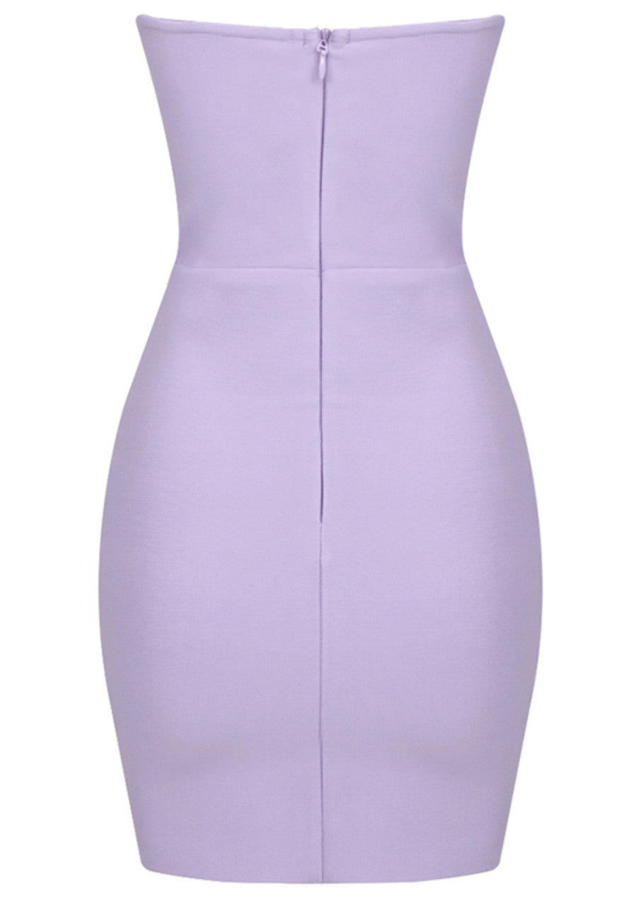 Strapless Bustier A Line Dress Lavender