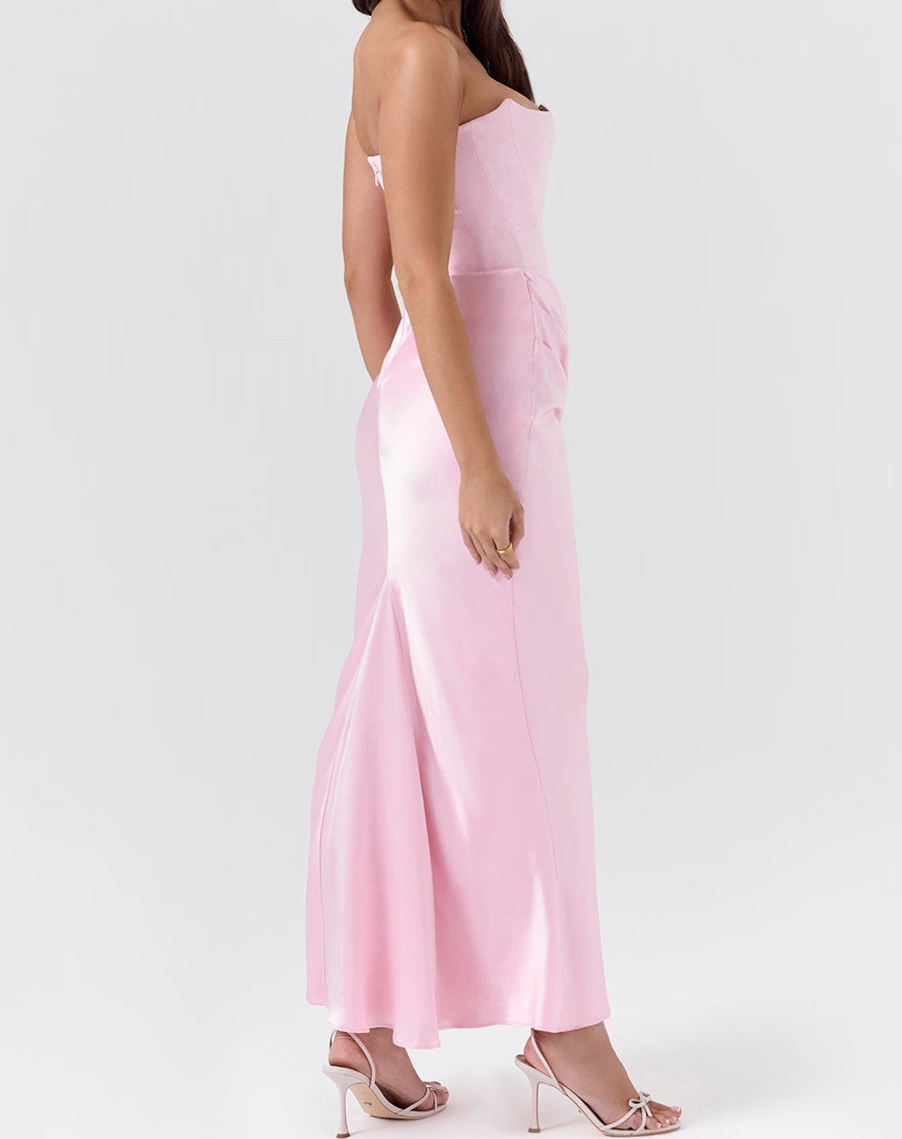Strapless Corset Draped Maxi Dress