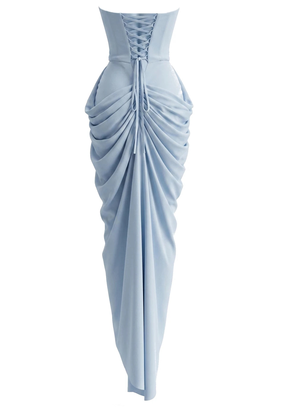 Strapless Draped Design Corset Maxi Dress Blue HV2964