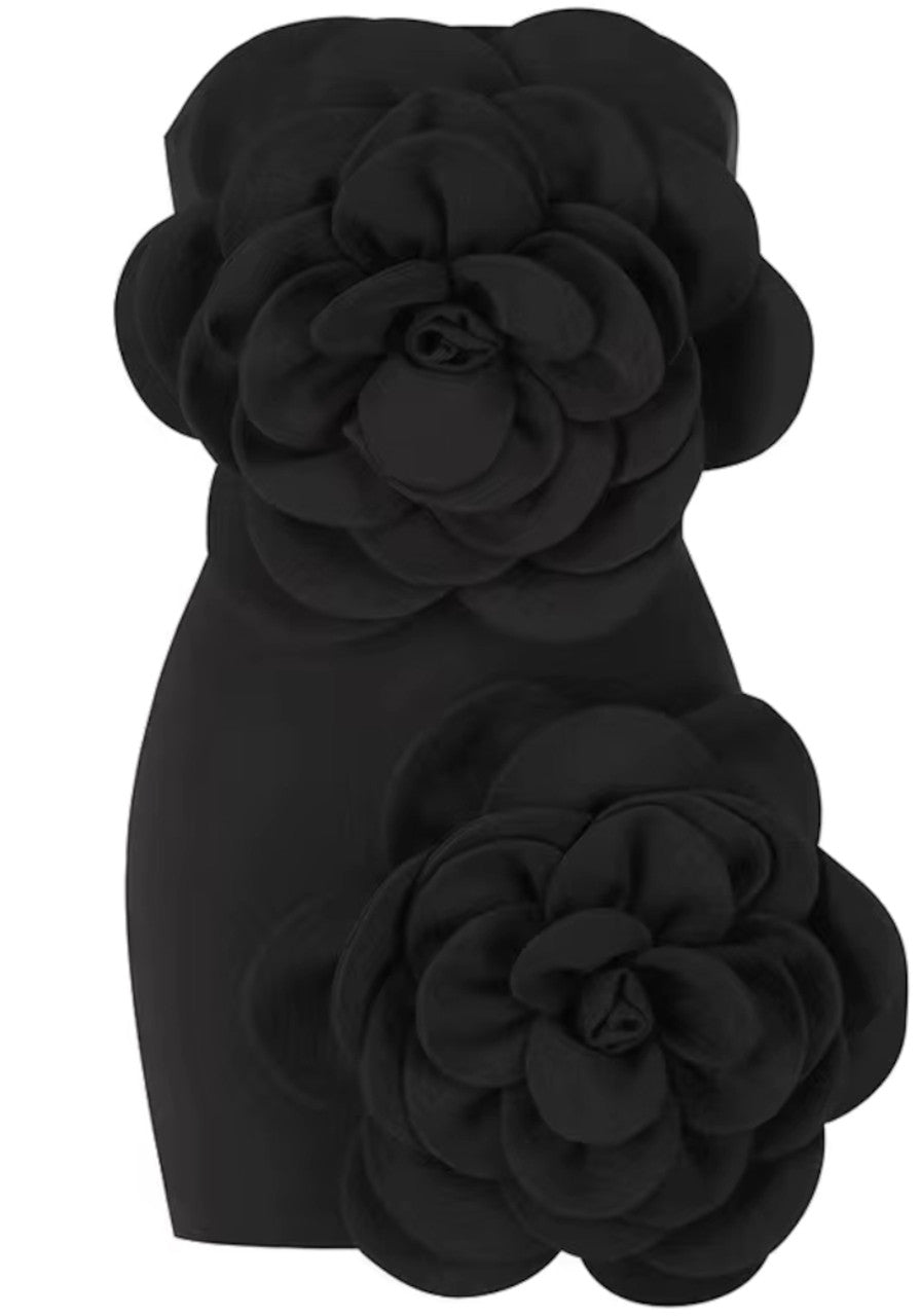 Strapless Floral 3D Dress