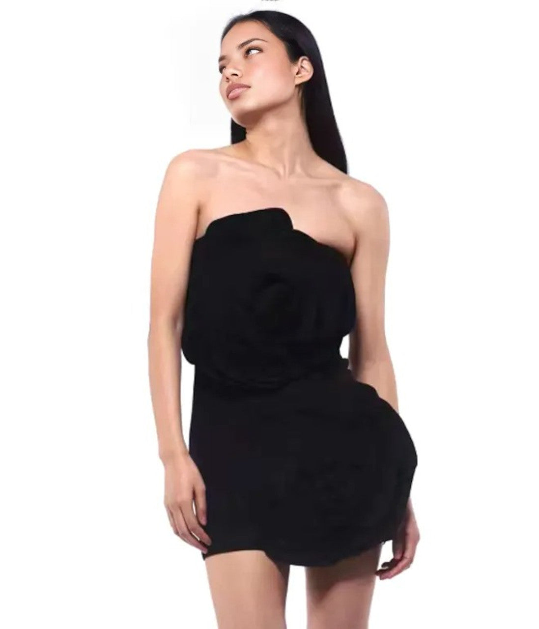 Strapless Floral 3D Dress