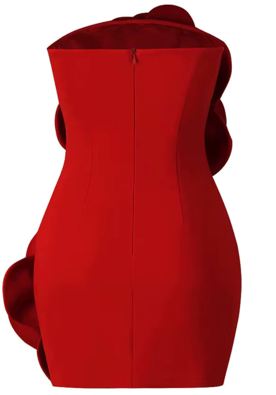 Strapless Floral 3D Dress