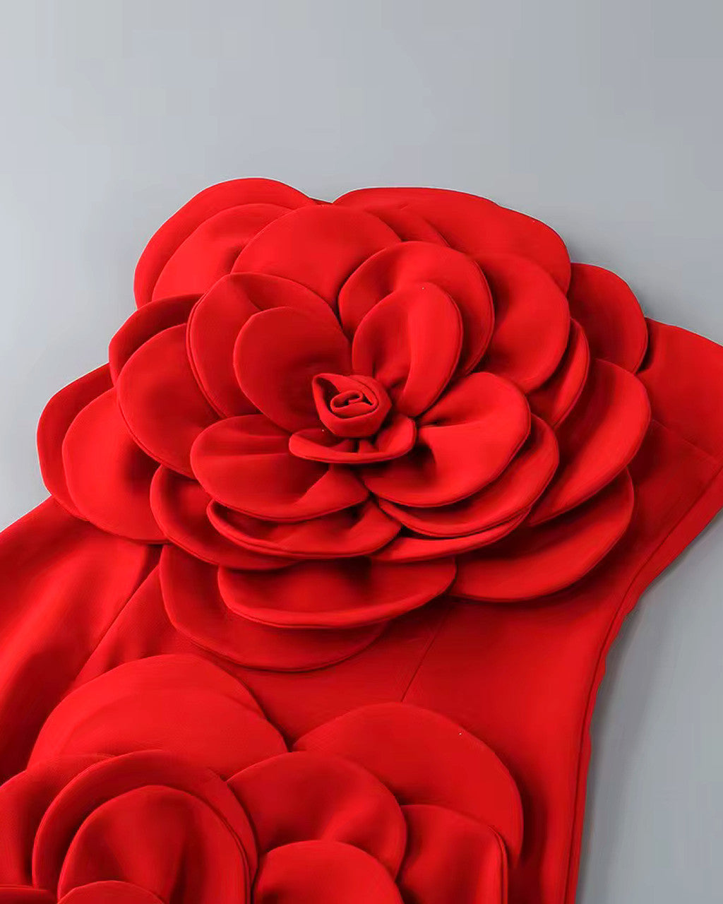 Strapless Floral 3D Dress