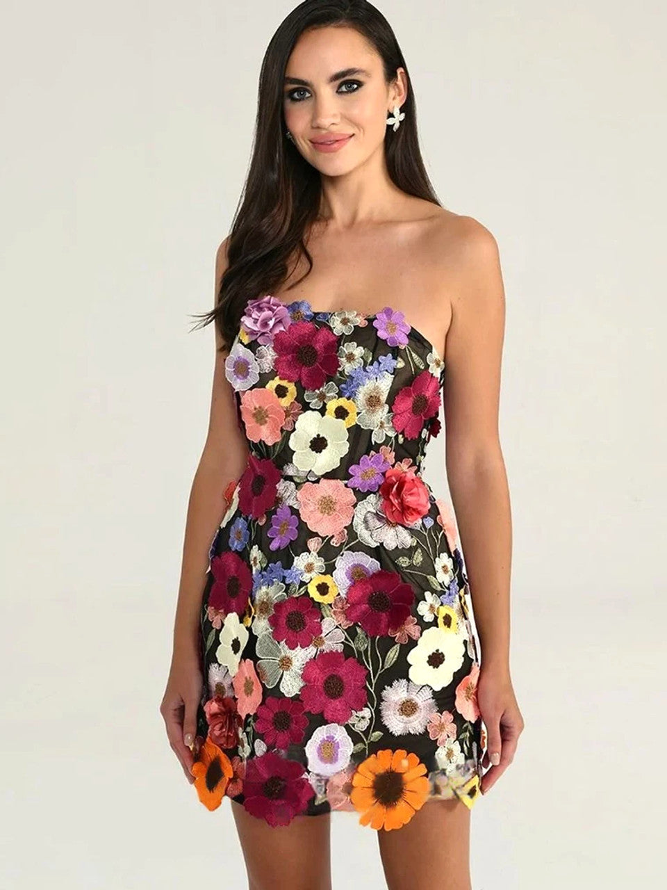 Strapless Floral Corset Dress