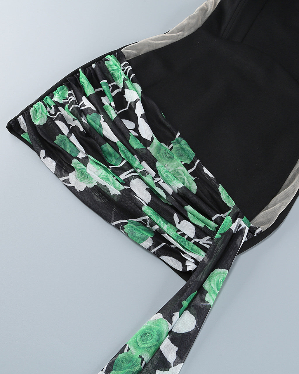 Strapless Floral Dress Black Green HV1557