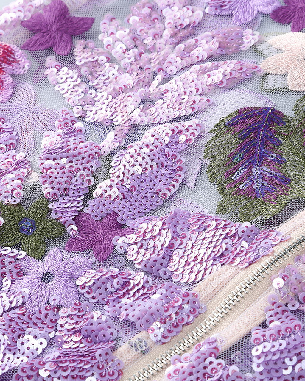 Strapless Floral Sequin Bustier Maxi Dress Lavender HV1373