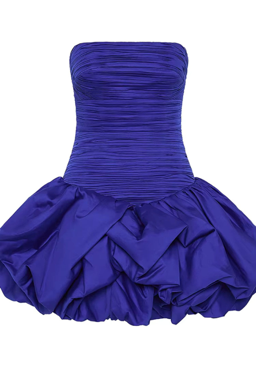Strapless Ruched Puff Dress