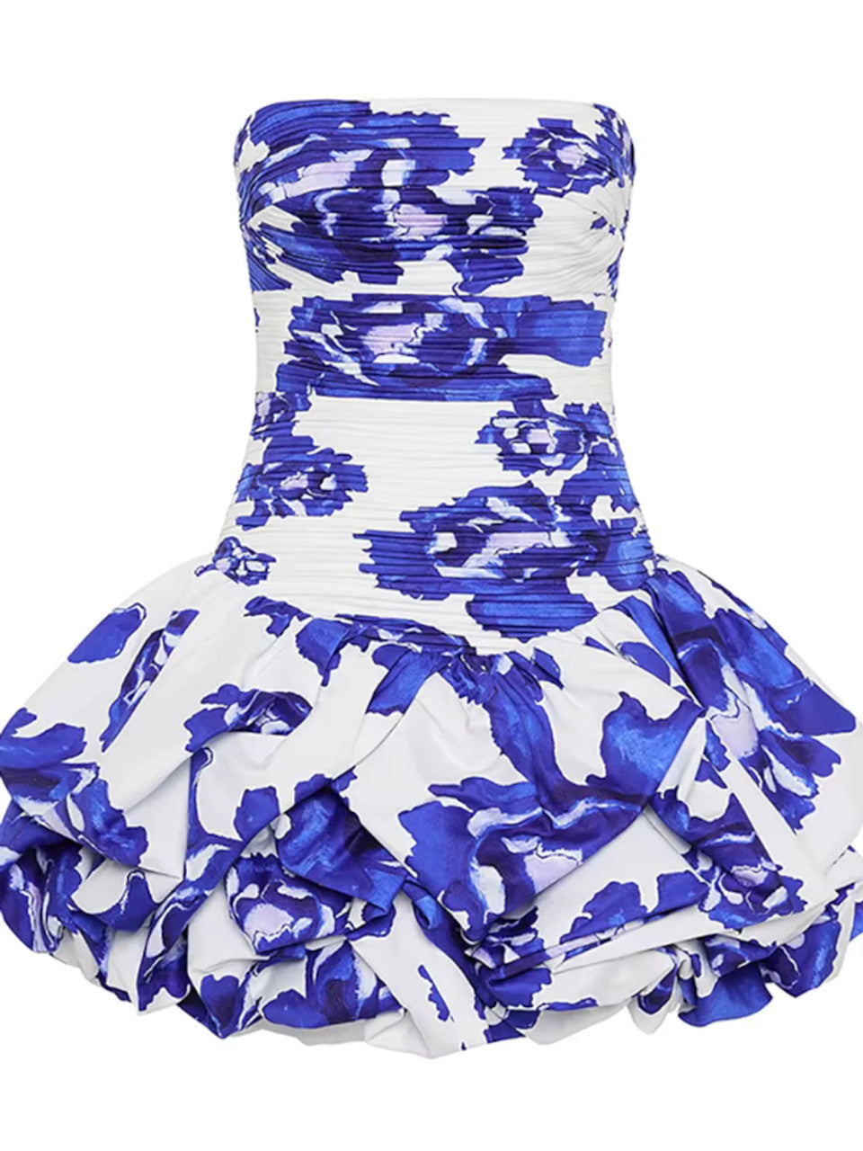 Strapless Ruched Puff Dress
