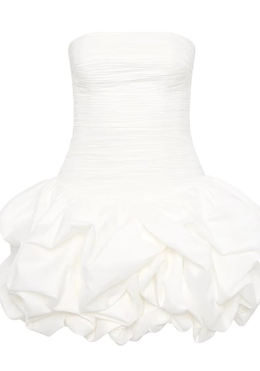 Strapless Ruched Puff Dress