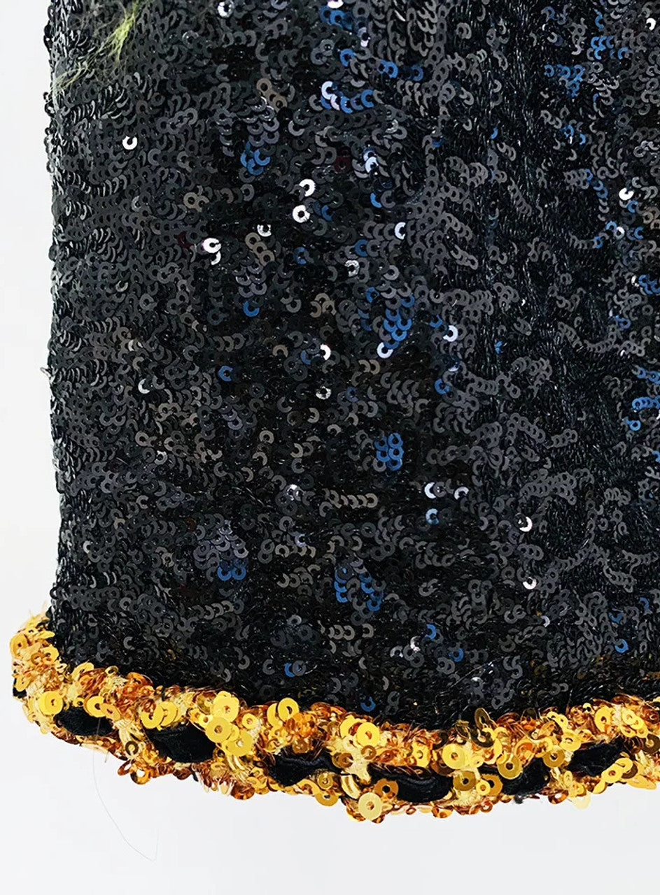 Strapless Sequin Dress Black Gold