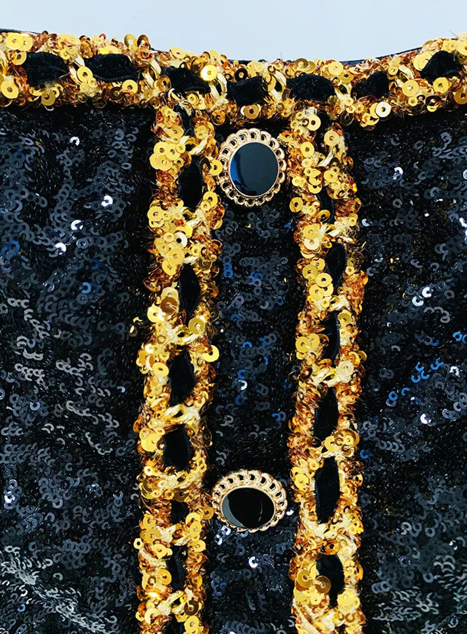 Strapless Sequin Dress Black Gold