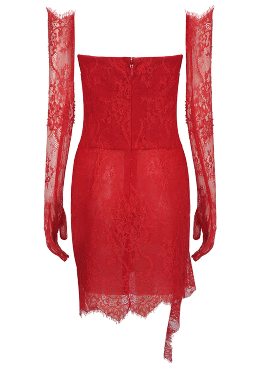 Strapless Embellished Lace Corset Dress