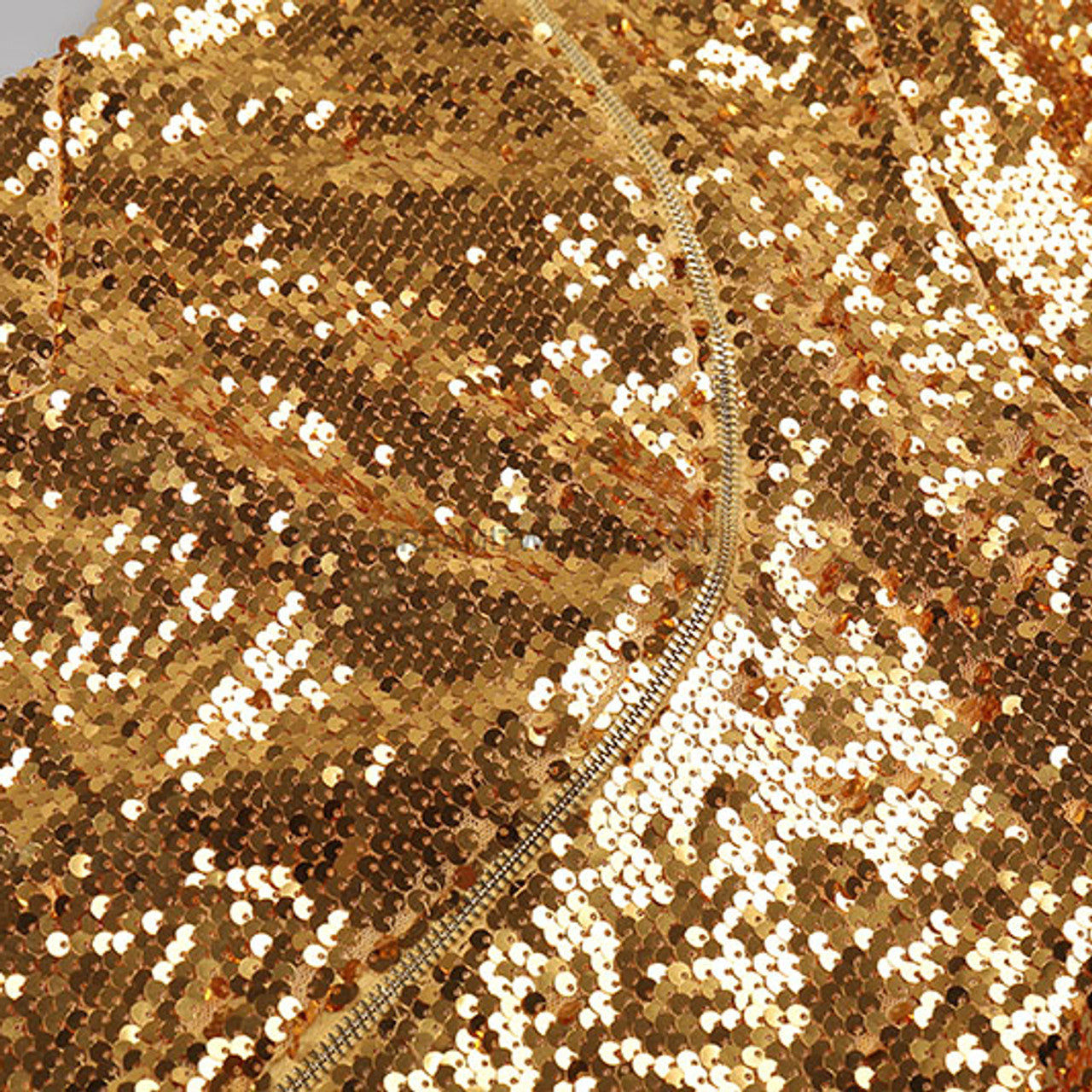 Strapless Zipper Detail Sequin Midi Dress Gold HV9976