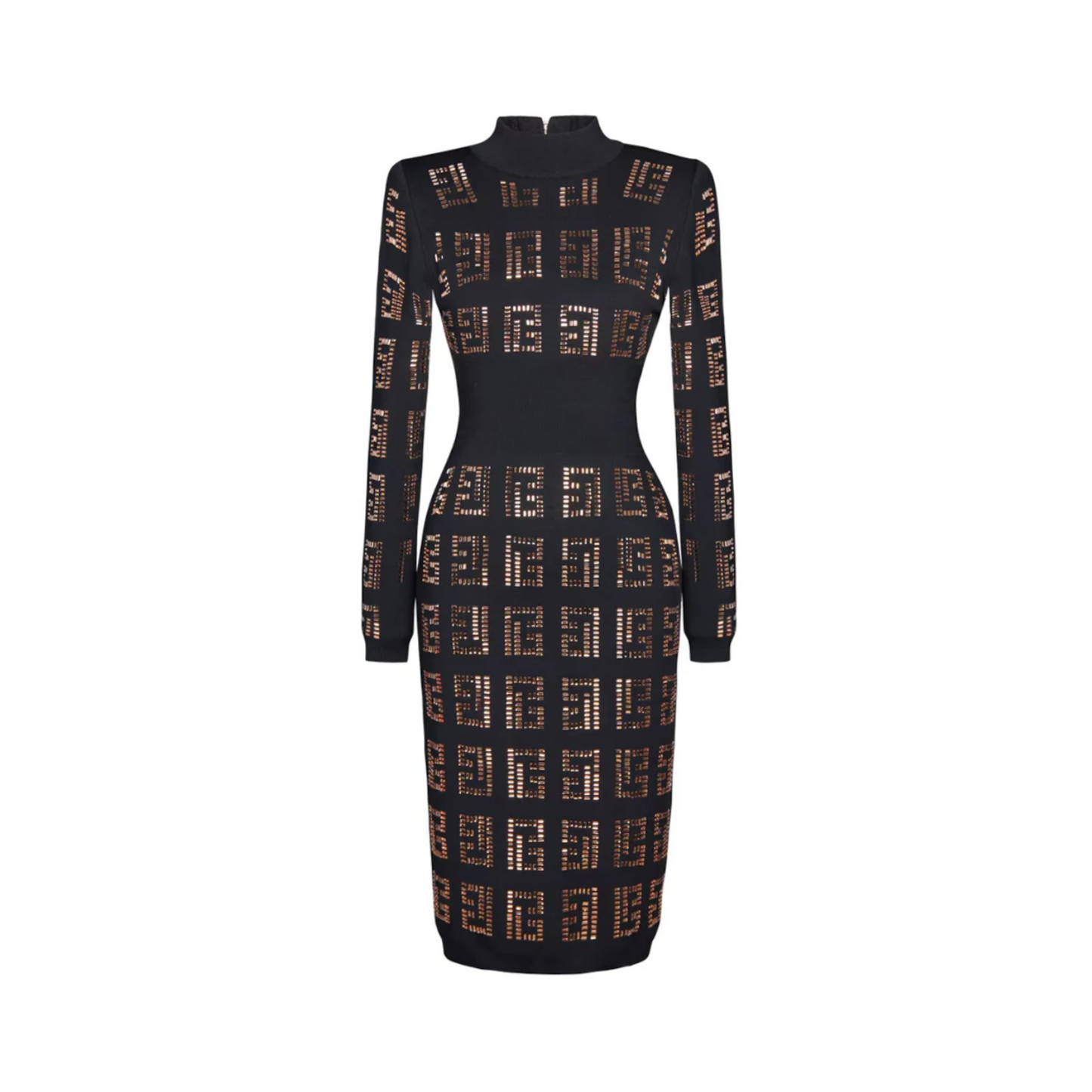 Long Sleeve Embellished Knitted Midi Dress