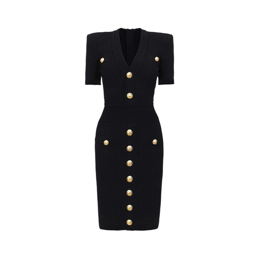 Short Sleeve Ribbed Knitted Dress