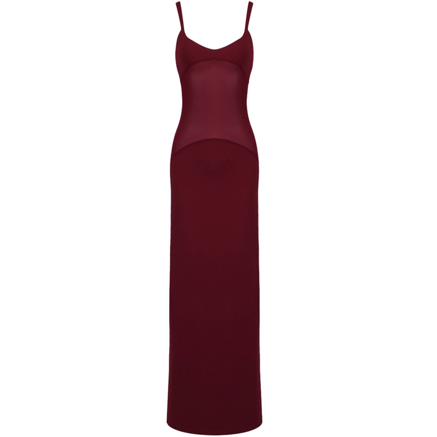Mesh Insert Maxi Dress Burgundy HV2032