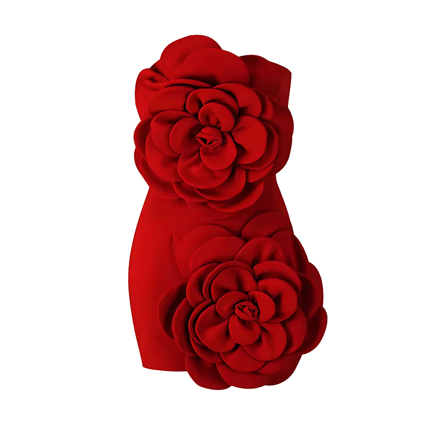 Strapless Floral 3D Dress