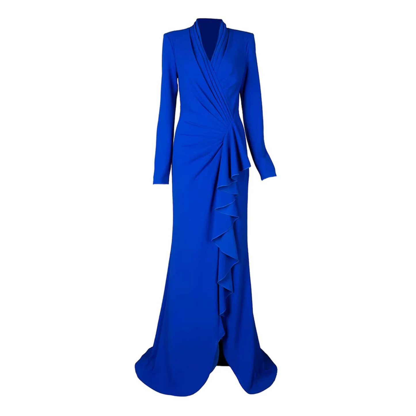 Long Sleeve Ruffle Maxi Dress Blue