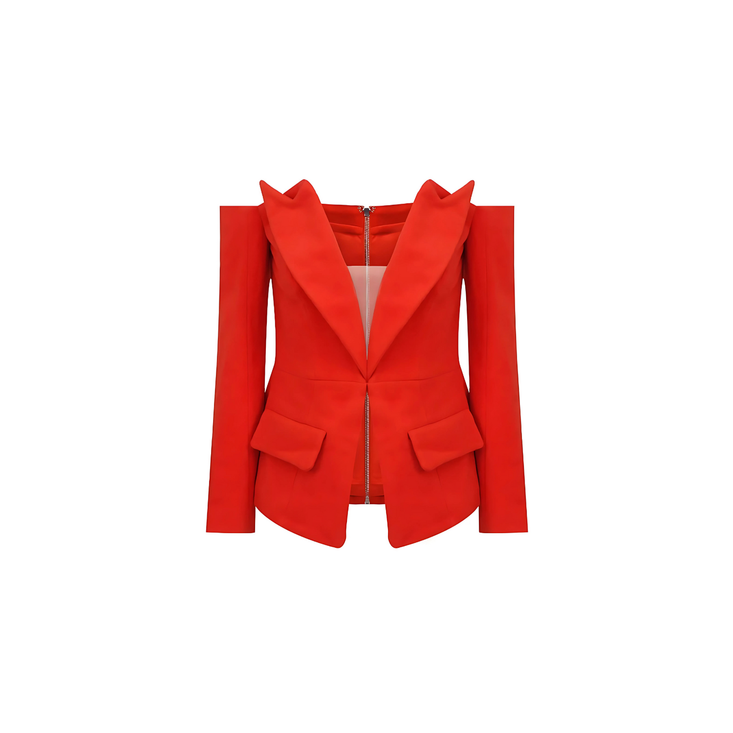 Long Sleeve Bardot Top Red