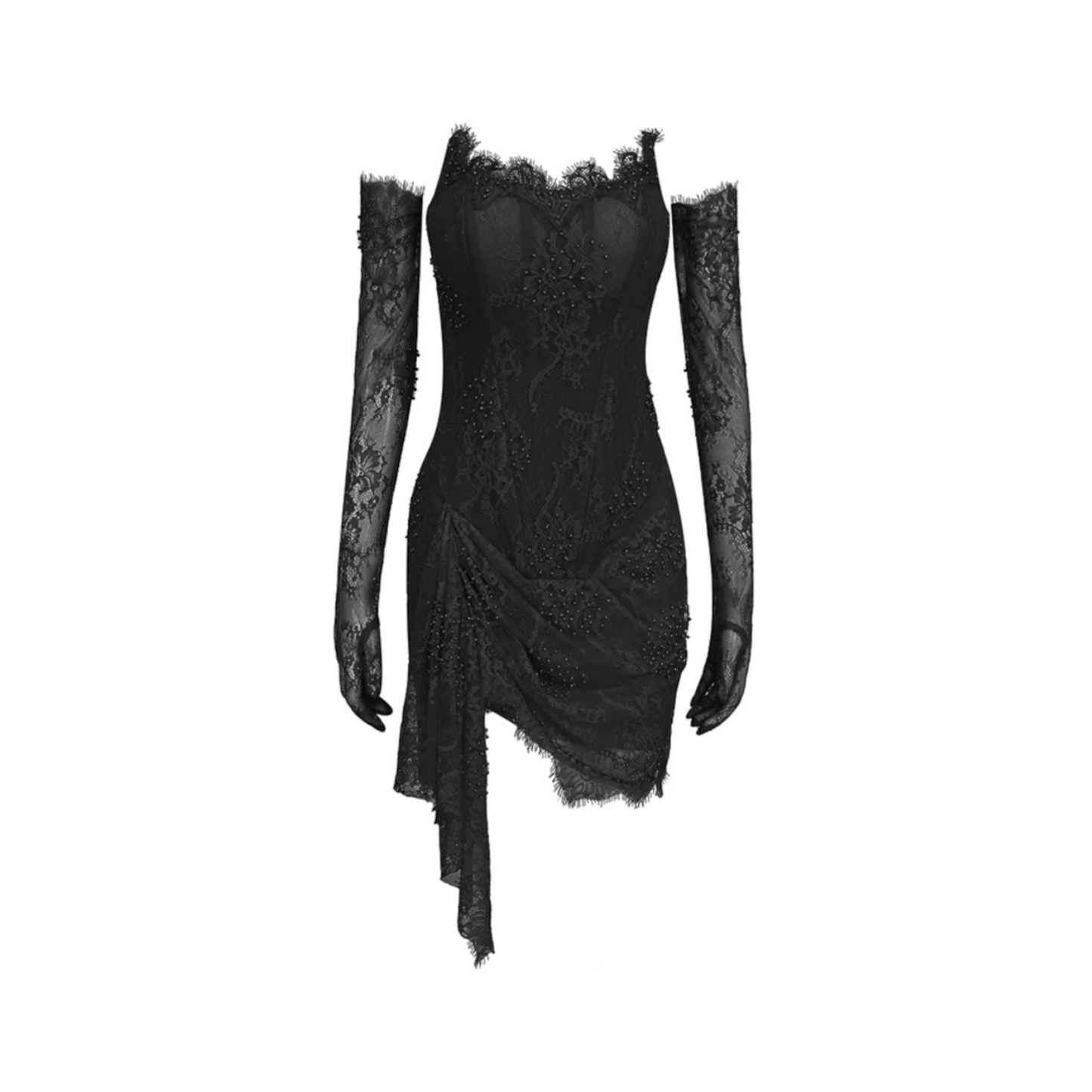 Strapless Embellished Lace Corset Dress