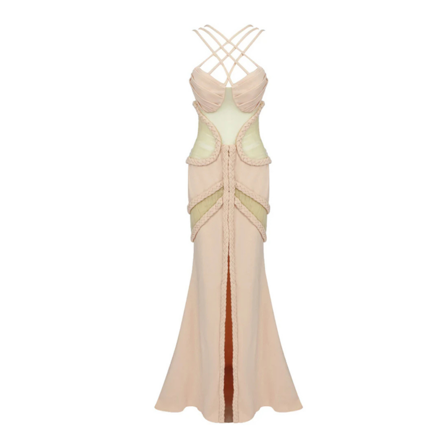 Strappy Braided Maxi Dress Nude