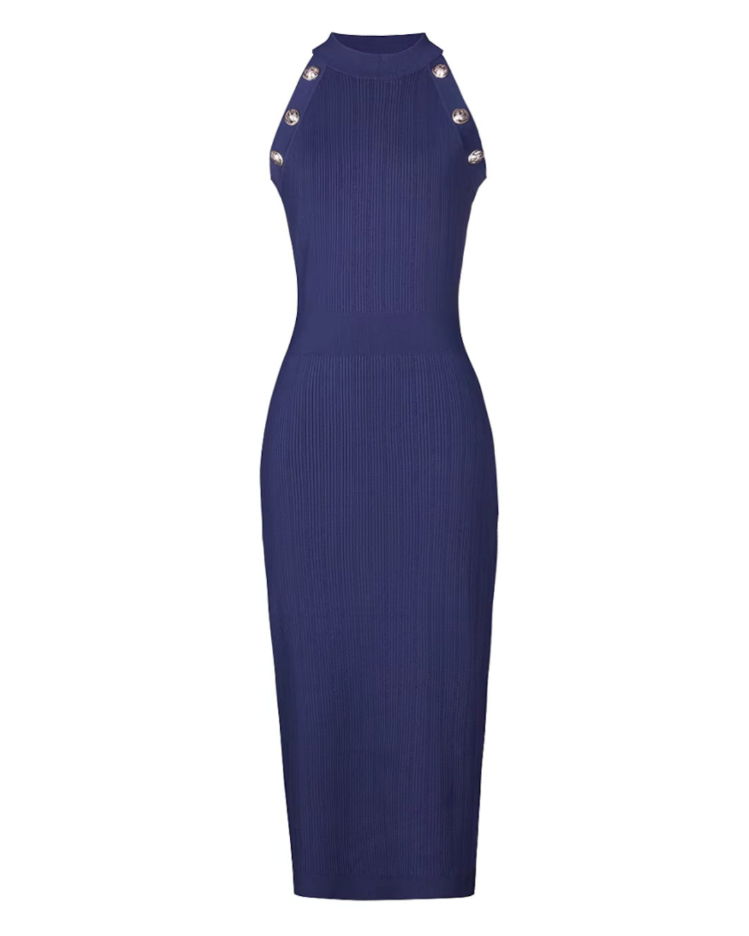Halter Midi Knitted Dress Blue