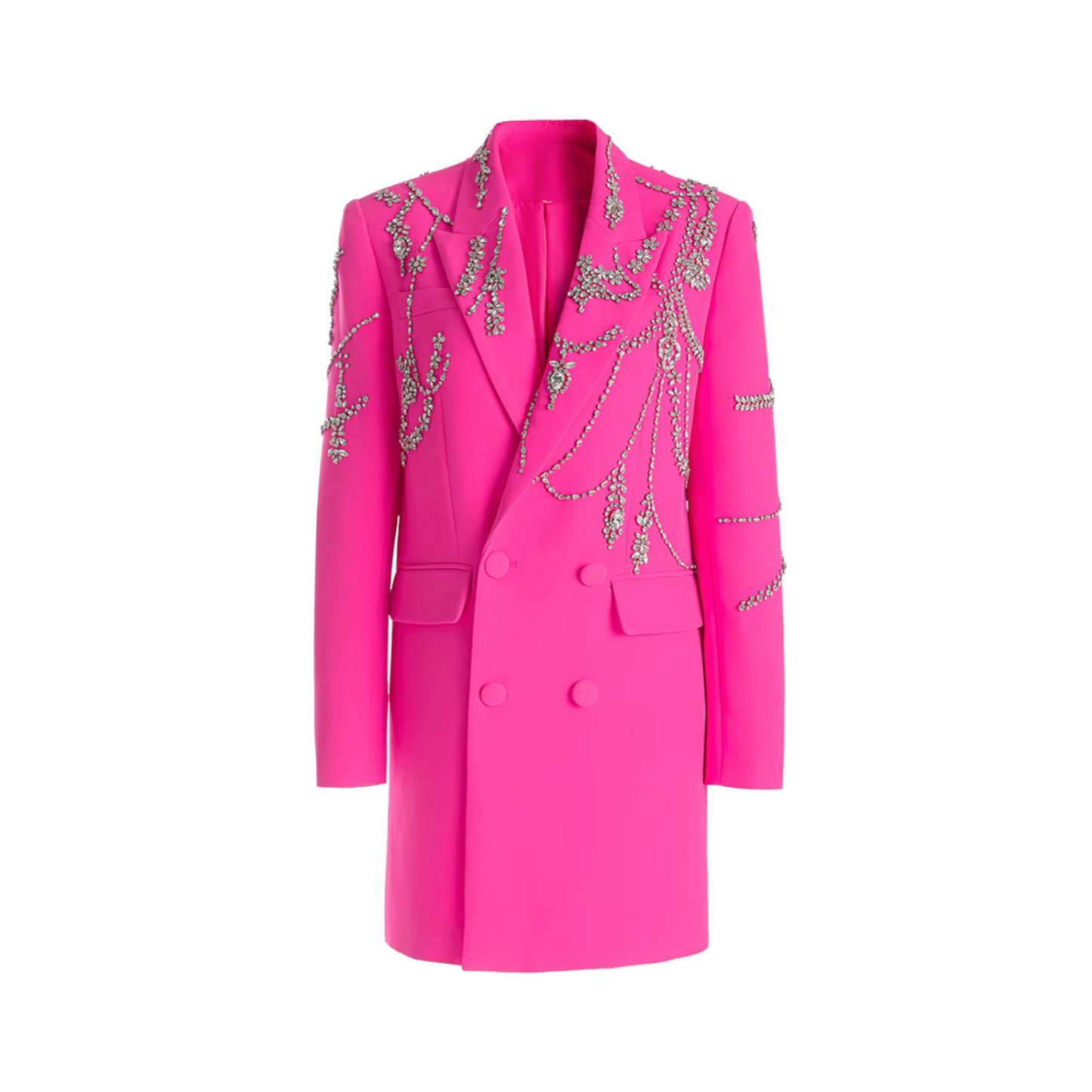Long Sleeve Crystal Embellished Blazer