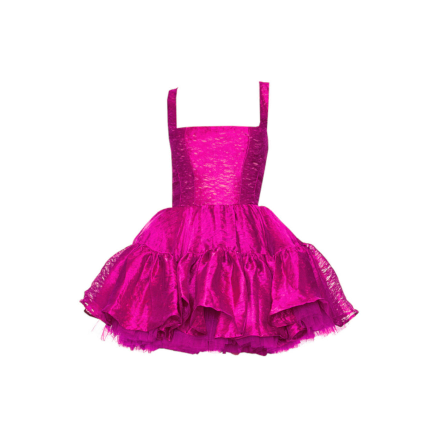 Ruffle A Line Dress Hot Pink