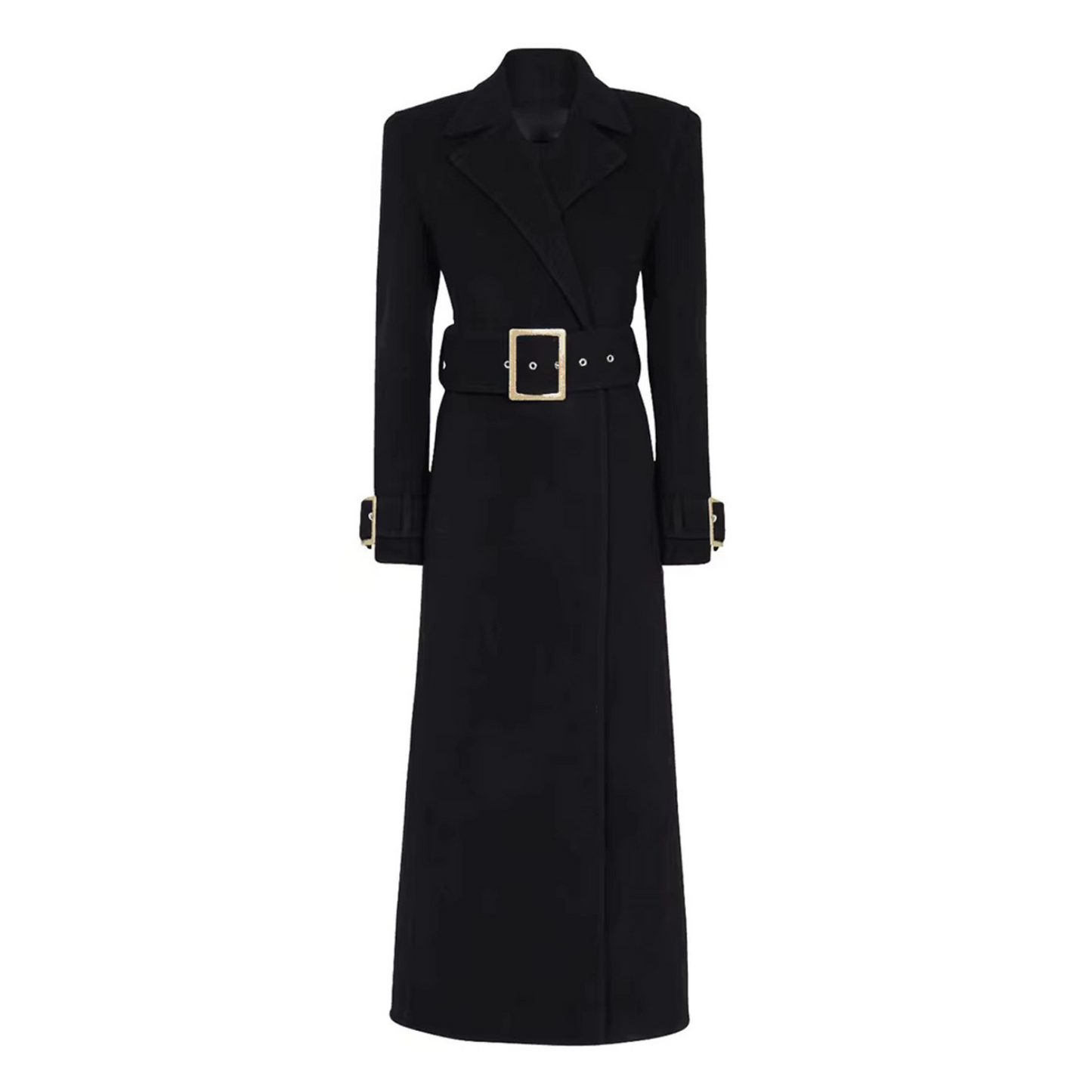 Long Sleeve Midi Coat Black
