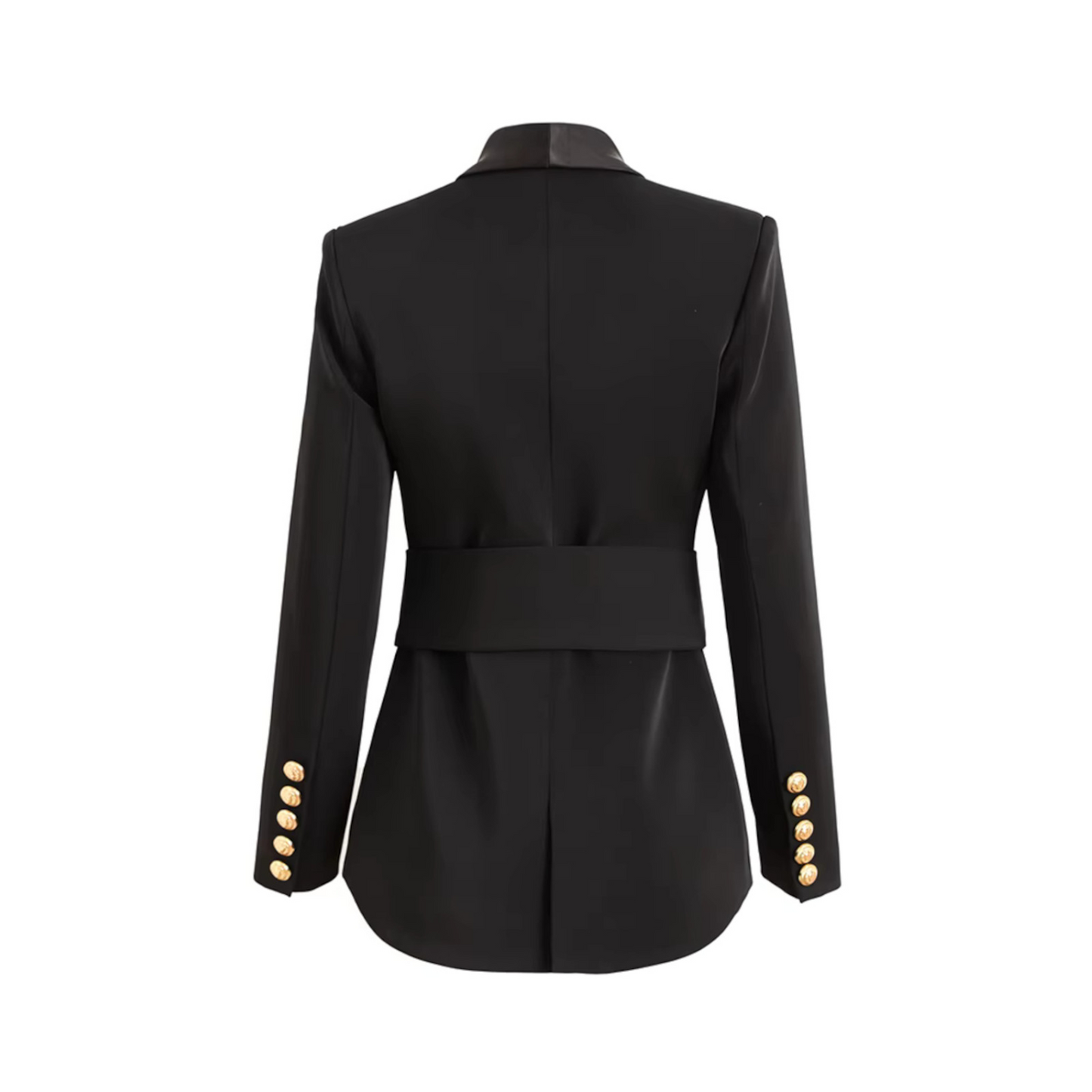 Long Sleeve Belt Detail Blazer Black
