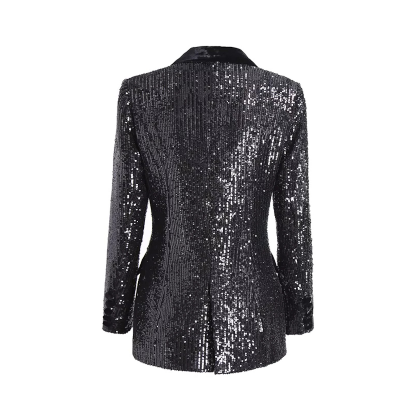 Long Sleeve Sequin Velvet Blazer Black