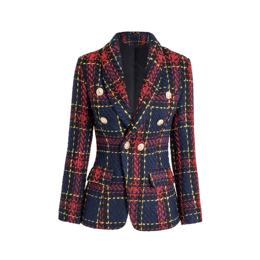 Long Sleeve Blazer Red Blue