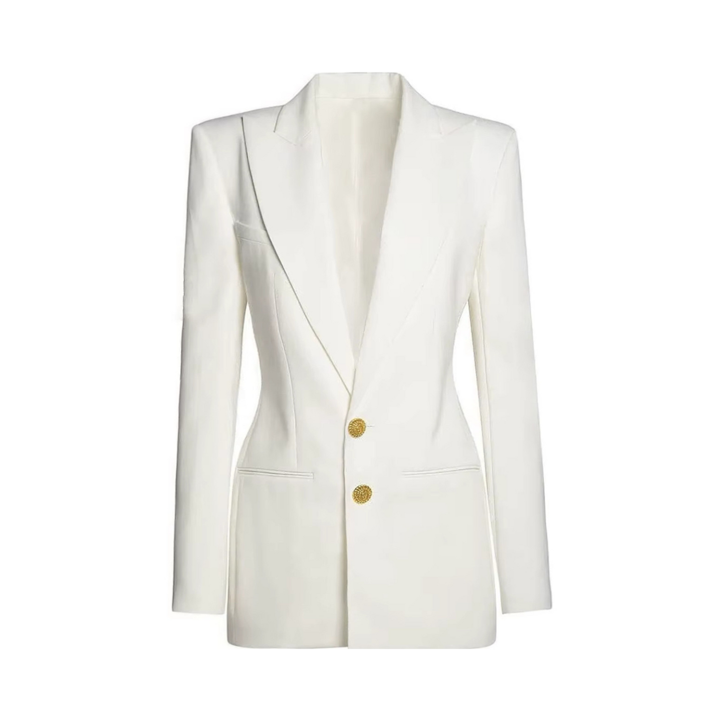 Long Sleeve Two Button Blazer White