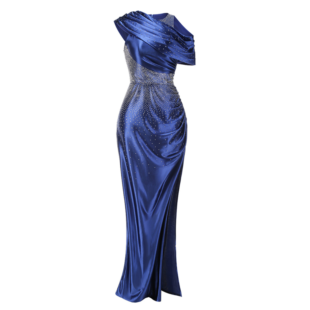 Studded Draped Maxi Dress Blue HV1636