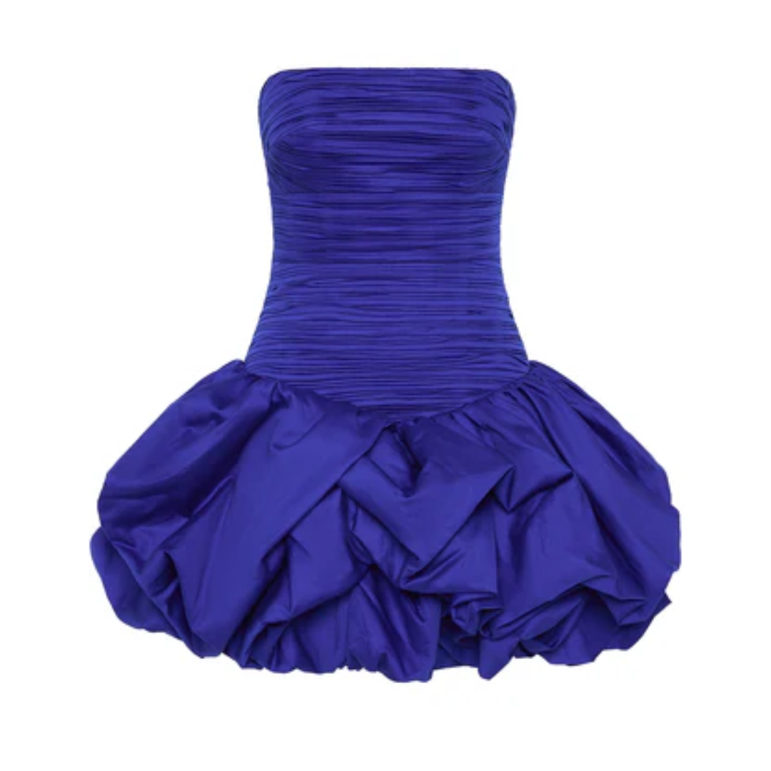 Strapless Ruched Puff Dress