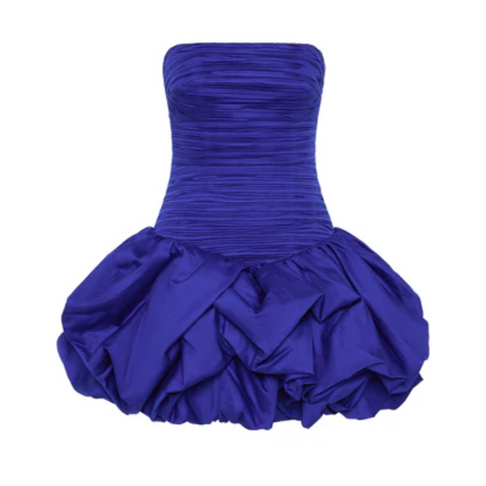 Strapless Ruched Puff Dress
