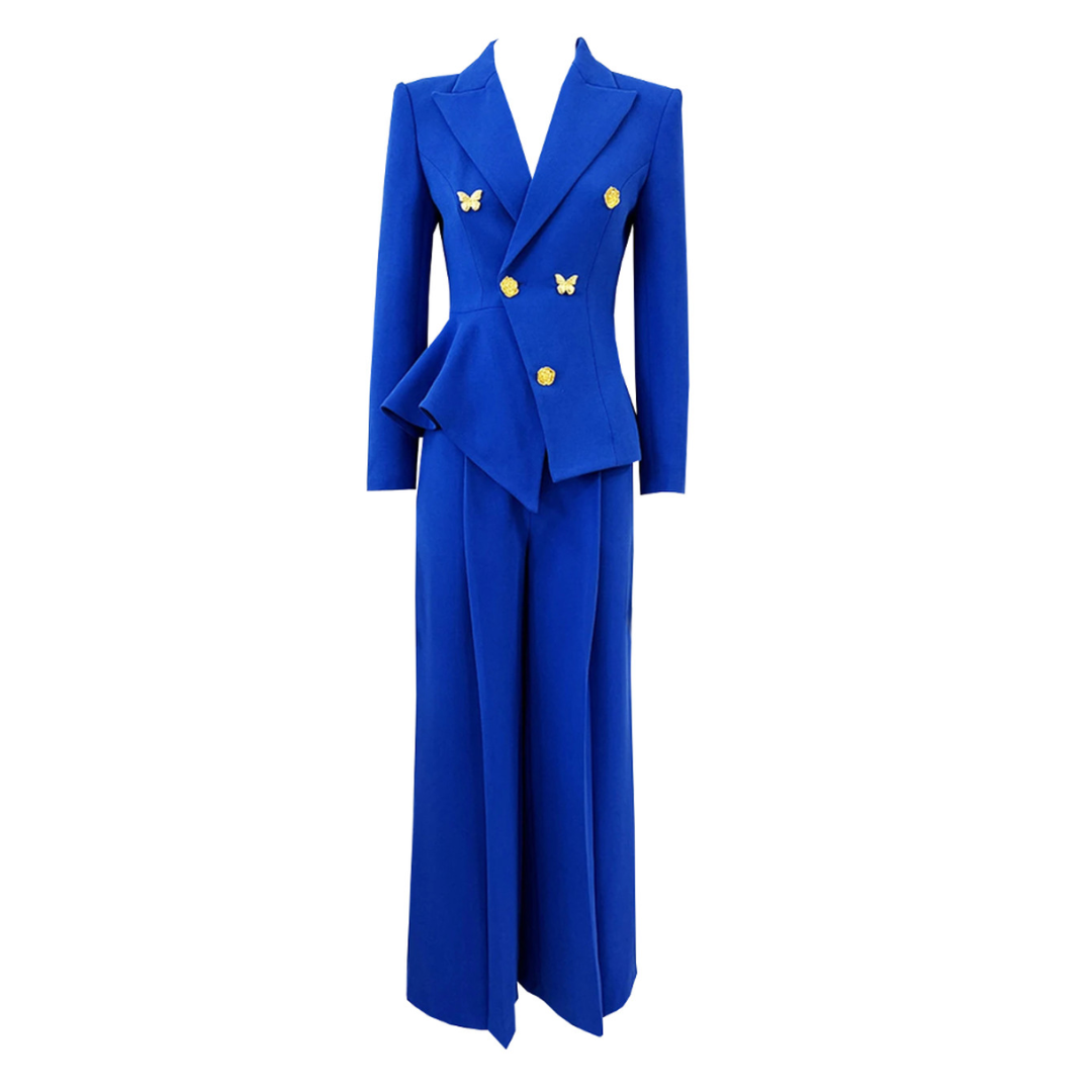 Long Sleeve Butterfly Detail Suit Blue