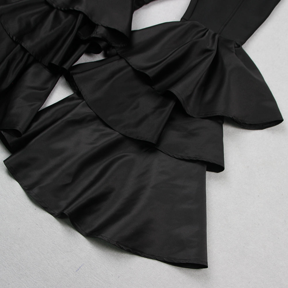 Strapless Ruffle Detail Jumpsuit Black HV9876