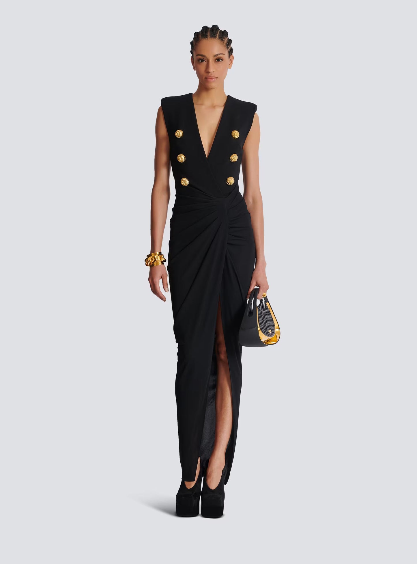 Button Detail Maxi Dress Black HV2128