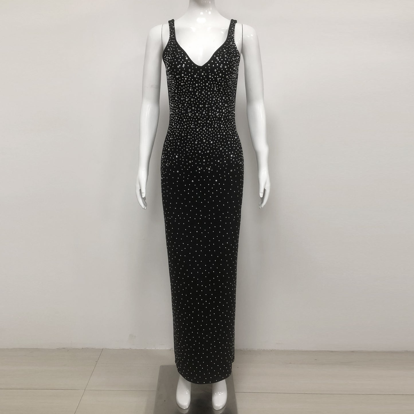 Crystal Covered Maxi Dress Black HV2021