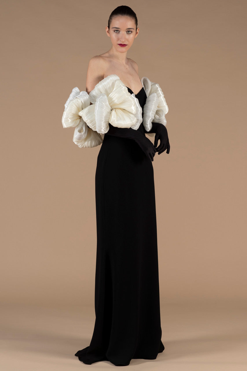 Long Sleeve Bardot Mesh Detail Maxi Dress HV1803