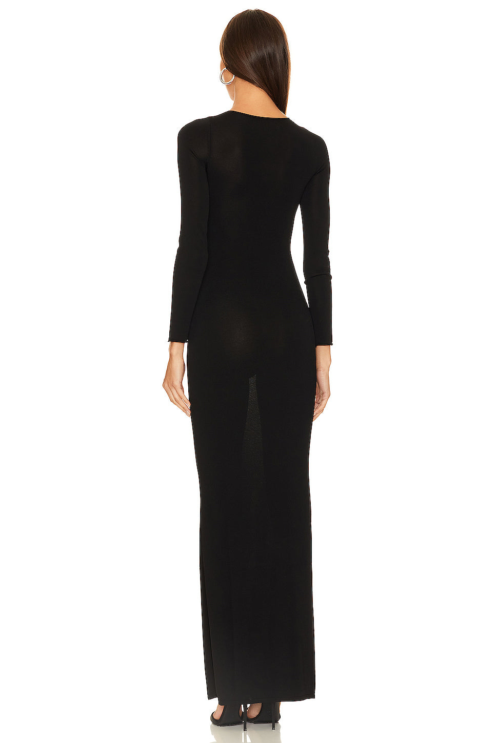 Long Sleeve Butterfly Cut Out Maxi Dress Black HV1067